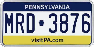 PA license plate MRD3876