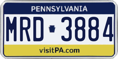 PA license plate MRD3884