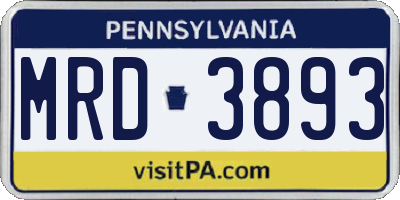 PA license plate MRD3893