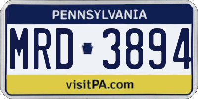 PA license plate MRD3894