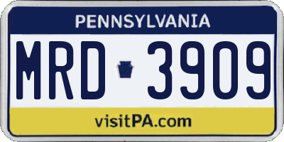 PA license plate MRD3909