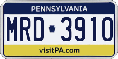 PA license plate MRD3910