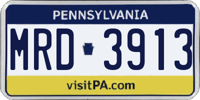 PA license plate MRD3913