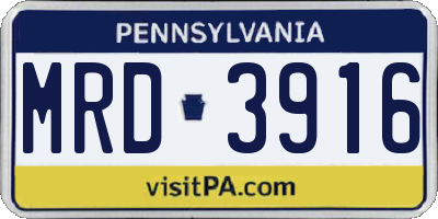 PA license plate MRD3916