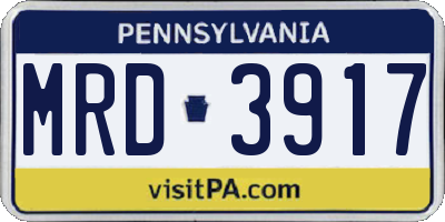 PA license plate MRD3917