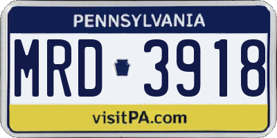 PA license plate MRD3918
