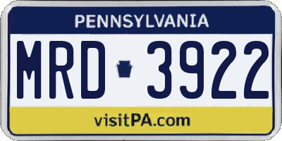 PA license plate MRD3922