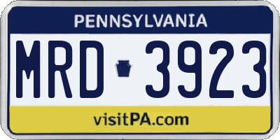 PA license plate MRD3923