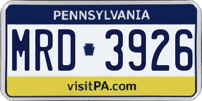 PA license plate MRD3926