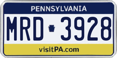 PA license plate MRD3928