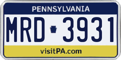 PA license plate MRD3931