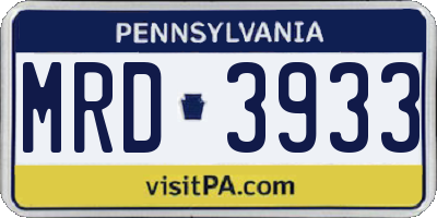 PA license plate MRD3933
