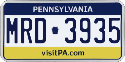 PA license plate MRD3935