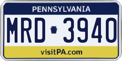 PA license plate MRD3940
