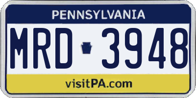 PA license plate MRD3948