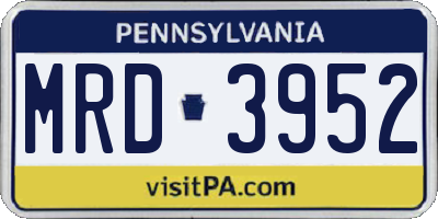 PA license plate MRD3952