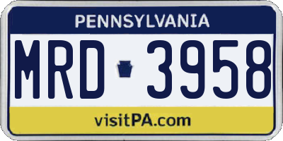 PA license plate MRD3958