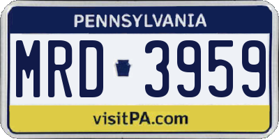 PA license plate MRD3959