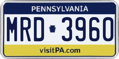 PA license plate MRD3960