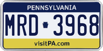 PA license plate MRD3968