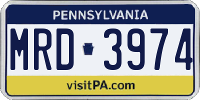 PA license plate MRD3974