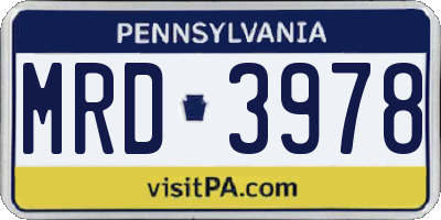 PA license plate MRD3978