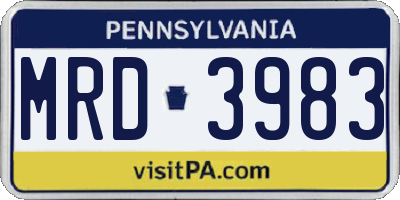 PA license plate MRD3983