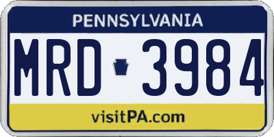 PA license plate MRD3984