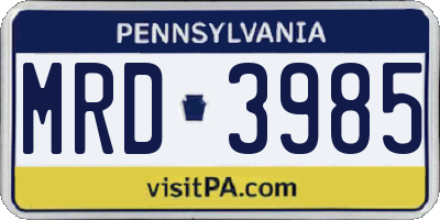 PA license plate MRD3985