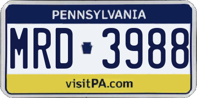 PA license plate MRD3988