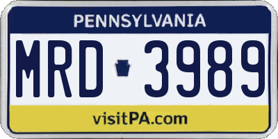 PA license plate MRD3989