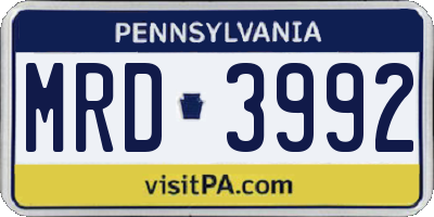PA license plate MRD3992