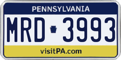PA license plate MRD3993