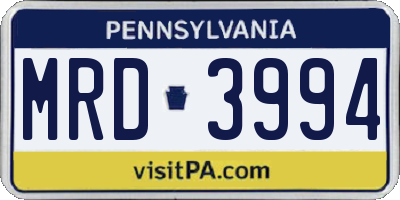 PA license plate MRD3994