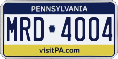 PA license plate MRD4004