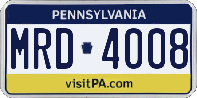 PA license plate MRD4008