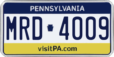 PA license plate MRD4009