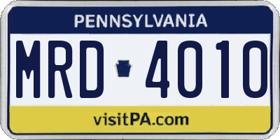 PA license plate MRD4010