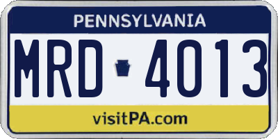 PA license plate MRD4013
