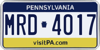 PA license plate MRD4017