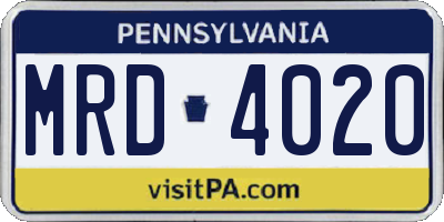 PA license plate MRD4020