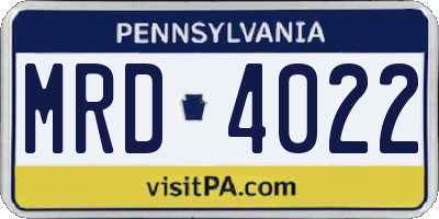 PA license plate MRD4022