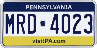 PA license plate MRD4023