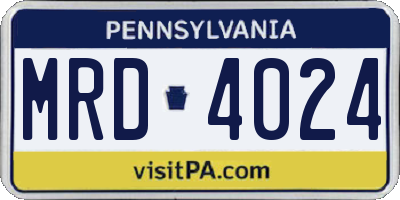PA license plate MRD4024