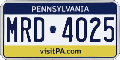 PA license plate MRD4025