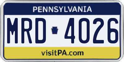 PA license plate MRD4026