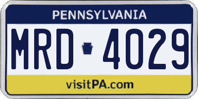 PA license plate MRD4029