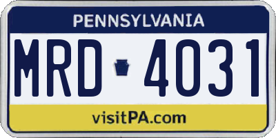 PA license plate MRD4031