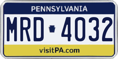 PA license plate MRD4032