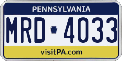 PA license plate MRD4033